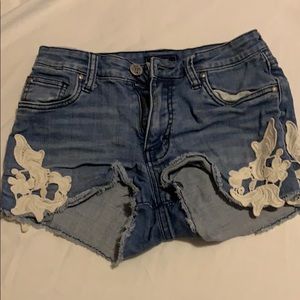 High waisted blue shorts